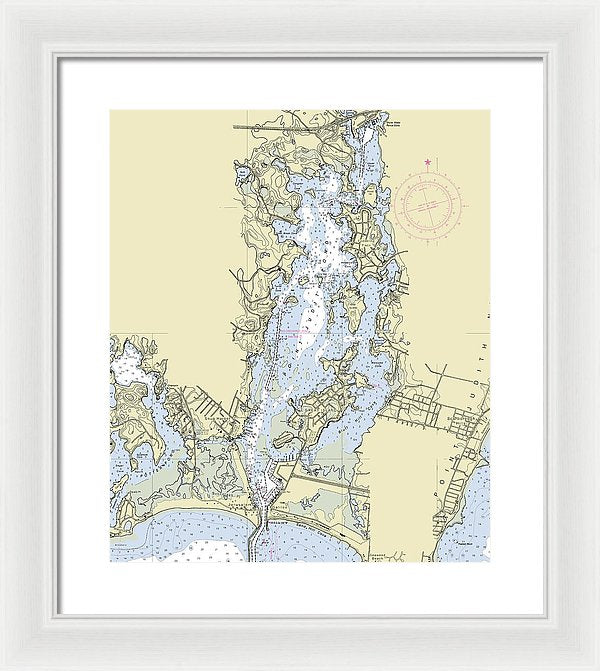 Pt Judith Pond Rhode Island Nautical Chart - Framed Print