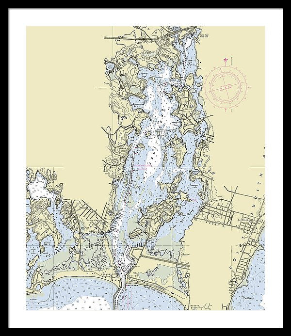 Pt Judith Pond Rhode Island Nautical Chart - Framed Print