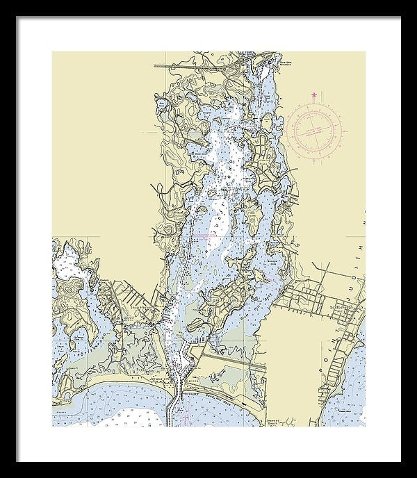 Pt Judith Pond Rhode Island Nautical Chart - Framed Print