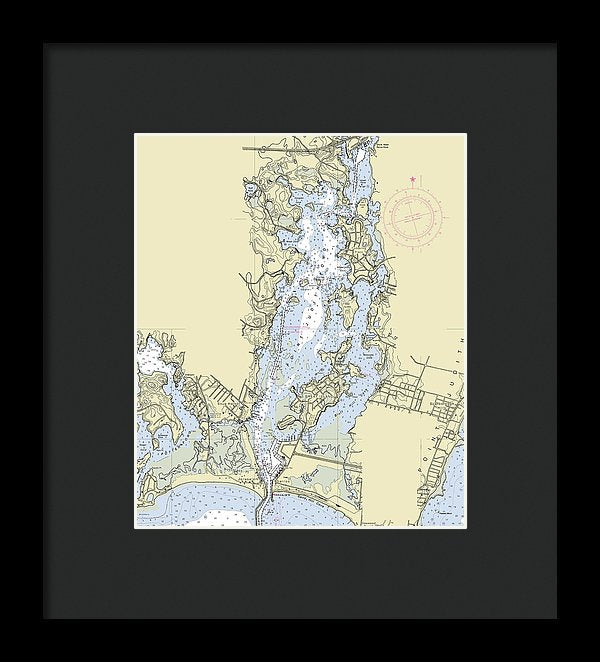 Pt Judith Pond Rhode Island Nautical Chart - Framed Print