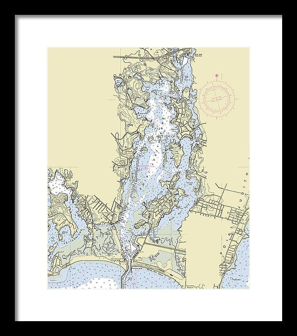 Pt Judith Pond Rhode Island Nautical Chart - Framed Print