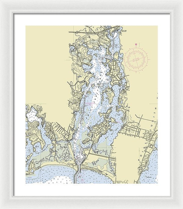 Pt Judith Pond Rhode Island Nautical Chart - Framed Print