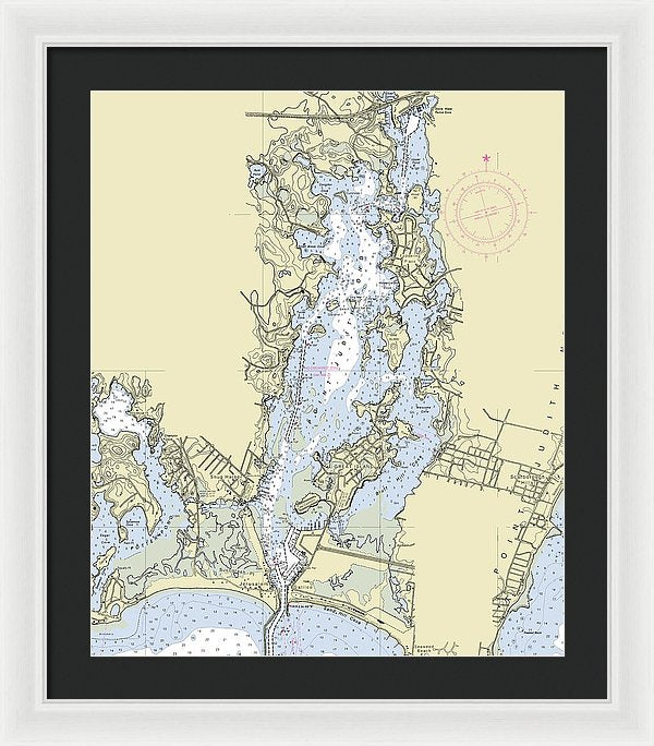 Pt Judith Pond Rhode Island Nautical Chart - Framed Print