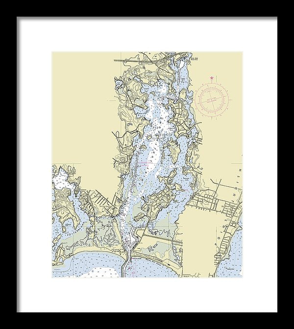 Pt Judith Pond Rhode Island Nautical Chart - Framed Print