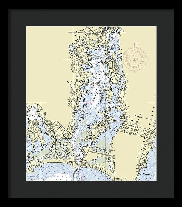 Pt Judith Pond Rhode Island Nautical Chart - Framed Print