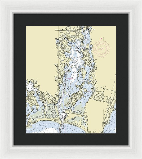 Pt Judith Pond Rhode Island Nautical Chart - Framed Print