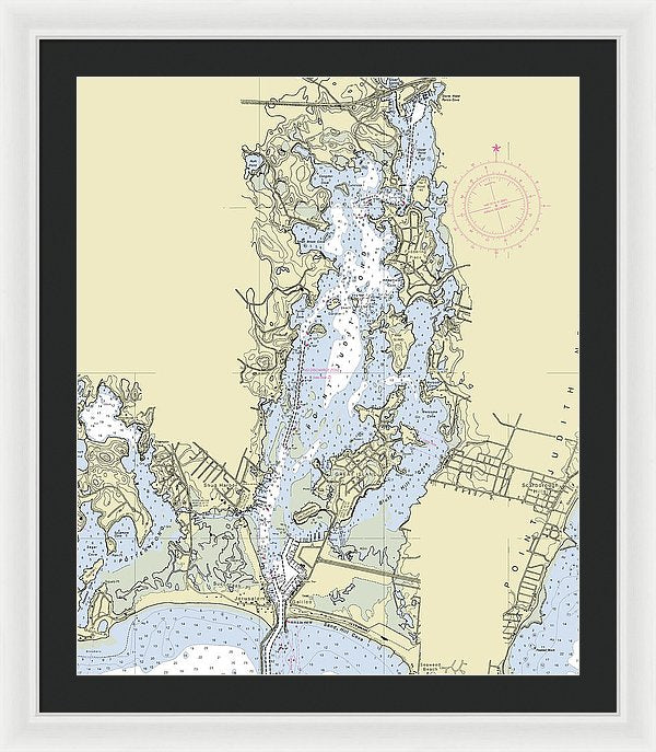 Pt Judith Pond Rhode Island Nautical Chart - Framed Print