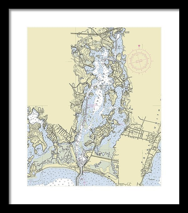 Pt Judith Pond Rhode Island Nautical Chart - Framed Print