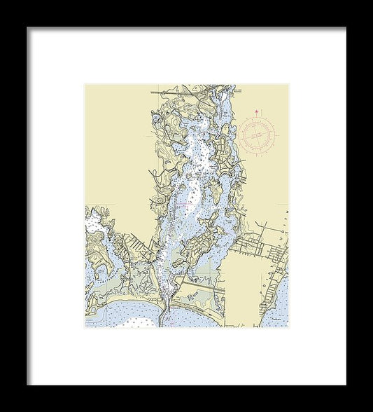 Pt Judith Pond Rhode Island Nautical Chart - Framed Print