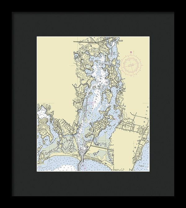 Pt Judith Pond Rhode Island Nautical Chart - Framed Print