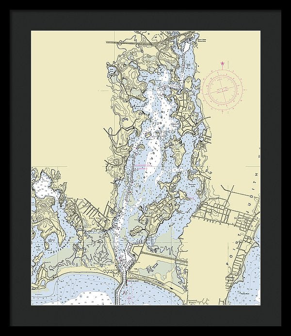 Pt Judith Pond Rhode Island Nautical Chart - Framed Print