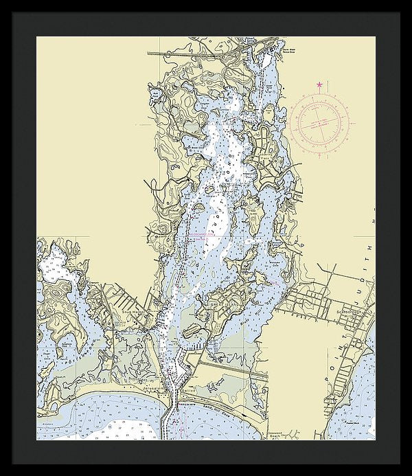 Pt Judith Pond Rhode Island Nautical Chart - Framed Print