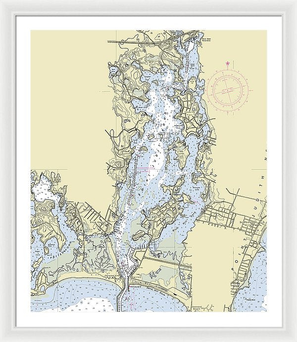 Pt Judith Pond Rhode Island Nautical Chart - Framed Print