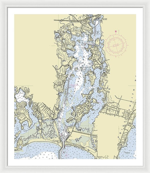 Pt Judith Pond Rhode Island Nautical Chart - Framed Print