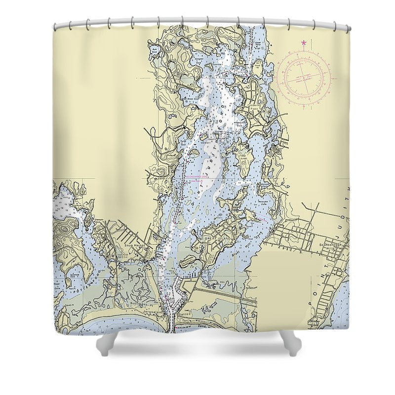 Pt Judith Pond Rhode Island Nautical Chart Shower Curtain