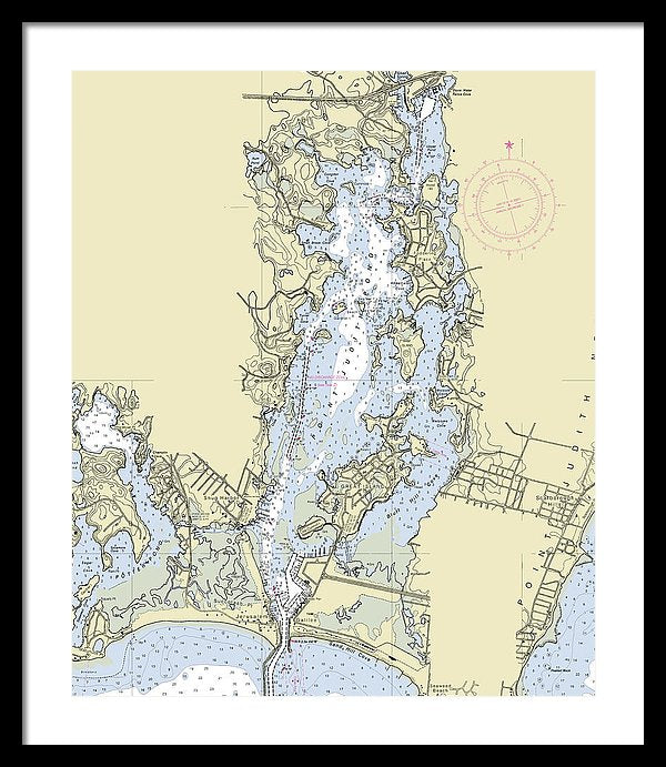 Pt Judith Pond Rhode Island Nautical Chart - Framed Print