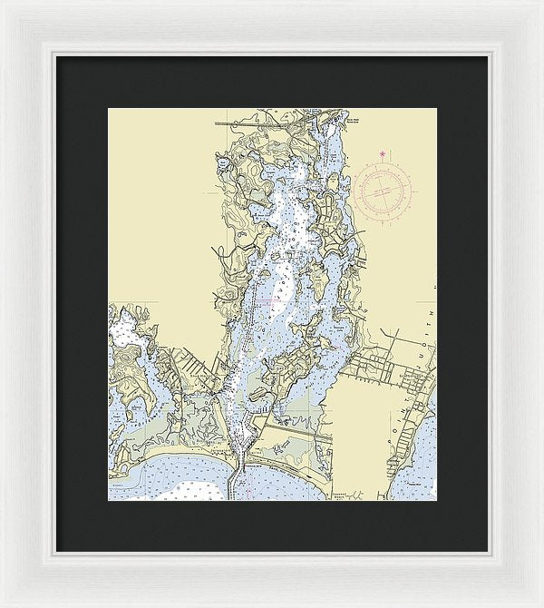 Pt Judith Pond Rhode Island Nautical Chart - Framed Print