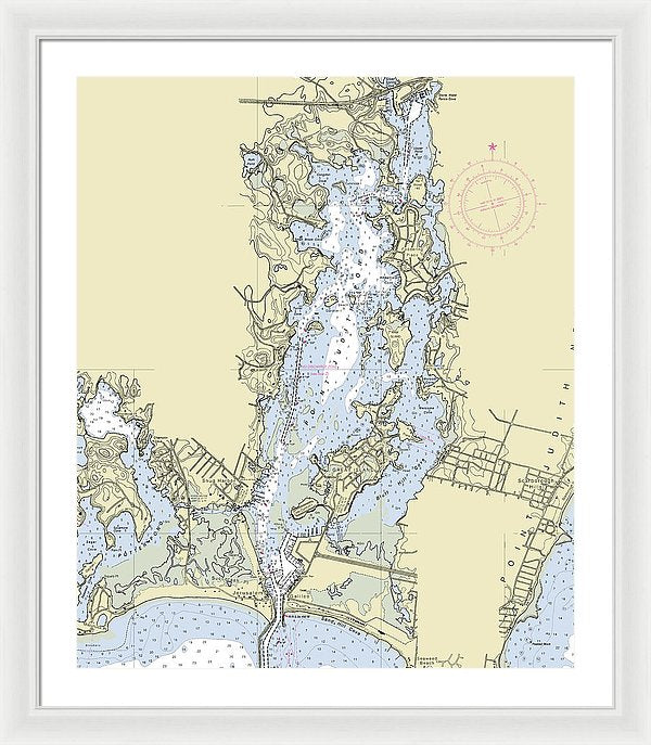 Pt Judith Pond Rhode Island Nautical Chart - Framed Print