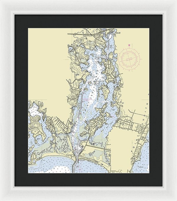 Pt Judith Pond Rhode Island Nautical Chart - Framed Print