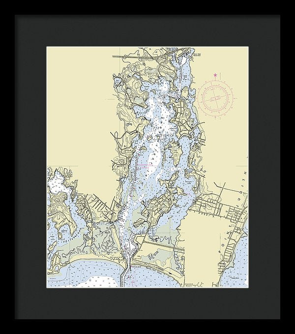 Pt Judith Pond Rhode Island Nautical Chart - Framed Print