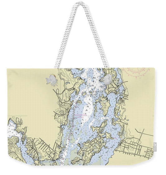 Pt Judith Pond Rhode Island Nautical Chart - Weekender Tote Bag