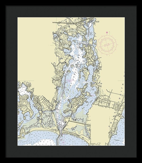 Pt Judith Pond Rhode Island Nautical Chart - Framed Print