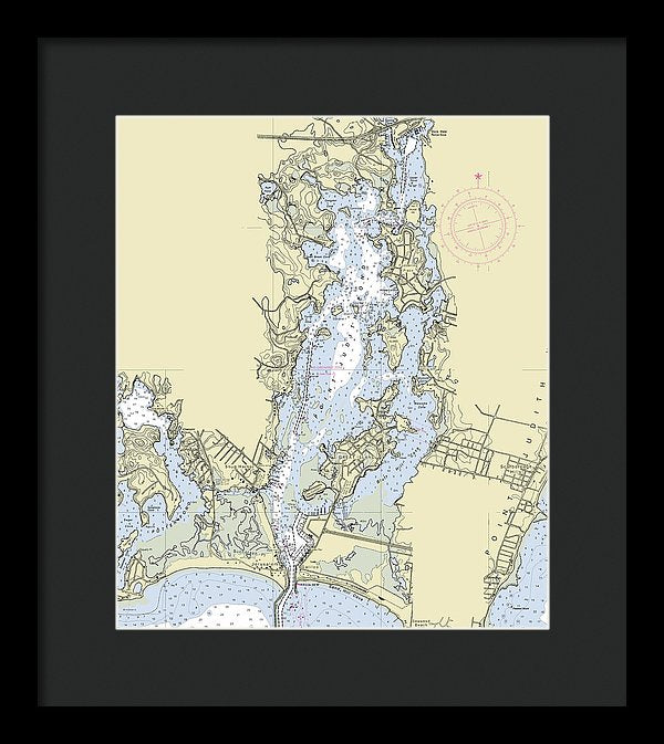 Pt Judith Pond Rhode Island Nautical Chart - Framed Print