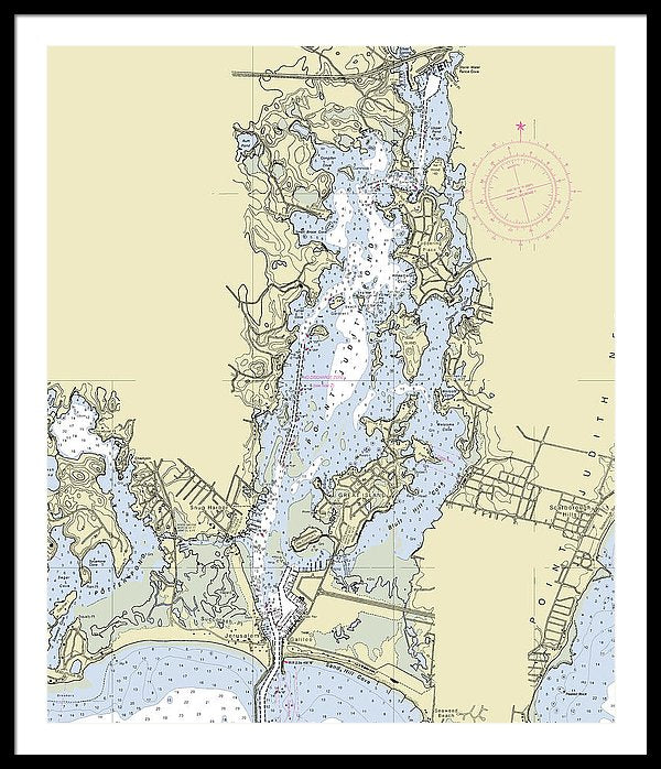 Pt Judith Pond Rhode Island Nautical Chart - Framed Print