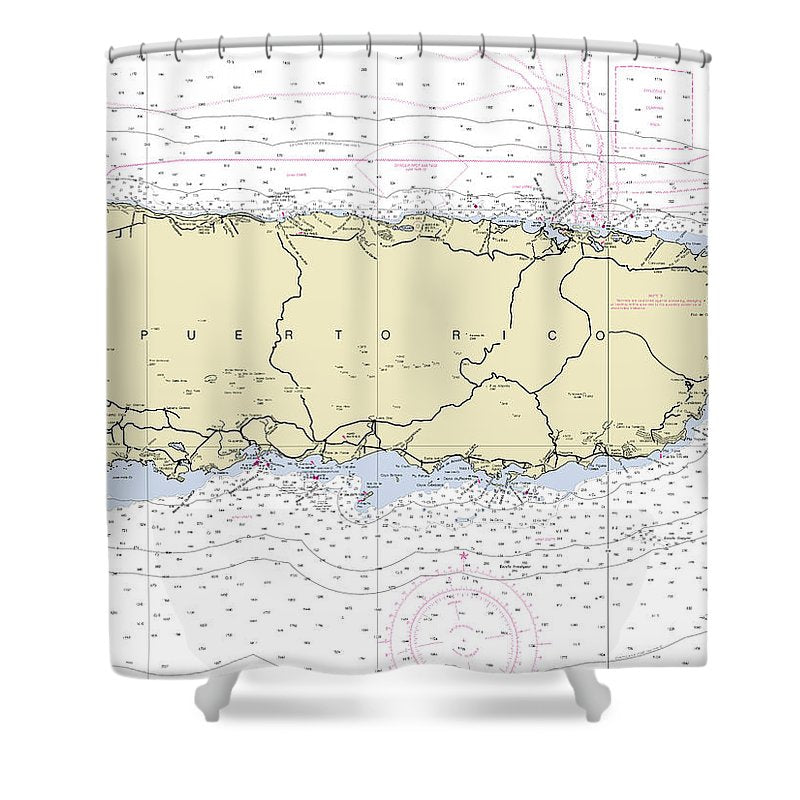 Puerto Rico Nautical Chart Shower Curtain