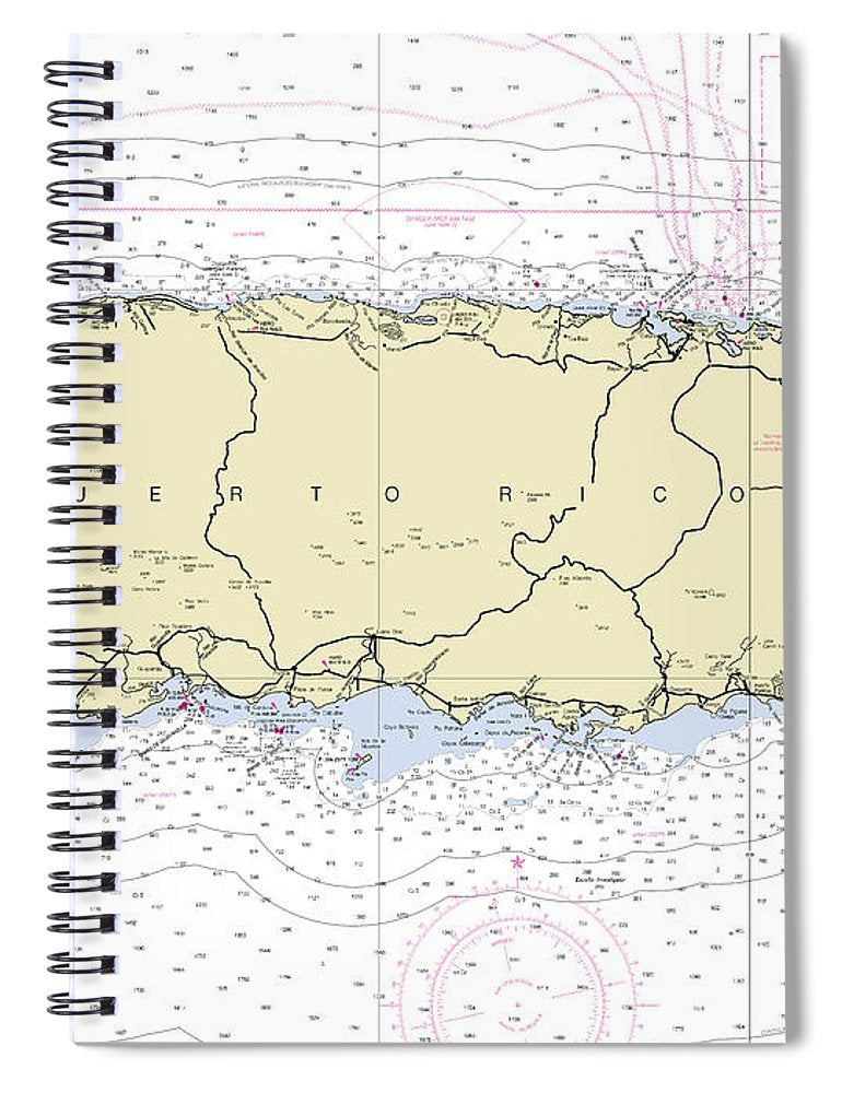 Puerto Rico Nautical Chart Spiral Notebook