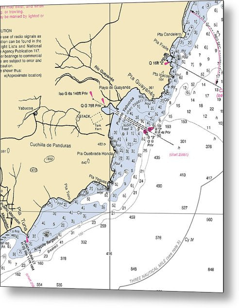 A beuatiful Metal Print of the Puerto Yabucoa-Puerto Rico Nautical Chart - Metal Print by SeaKoast.  100% Guarenteed!