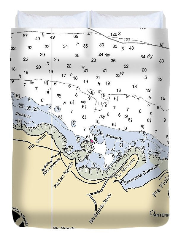 Punta Miquillo-puerto Rico Nautical Chart - Duvet Cover