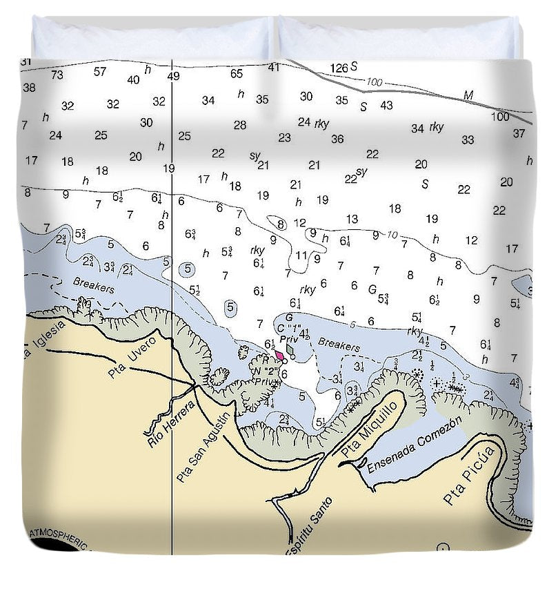 Punta Miquillo Puerto Rico Nautical Chart Duvet Cover