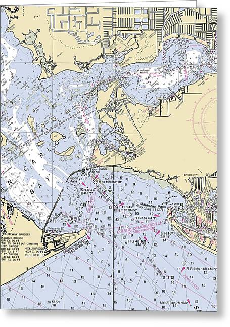 Punta-rassa -florida Nautical Chart _v6 - Greeting Card