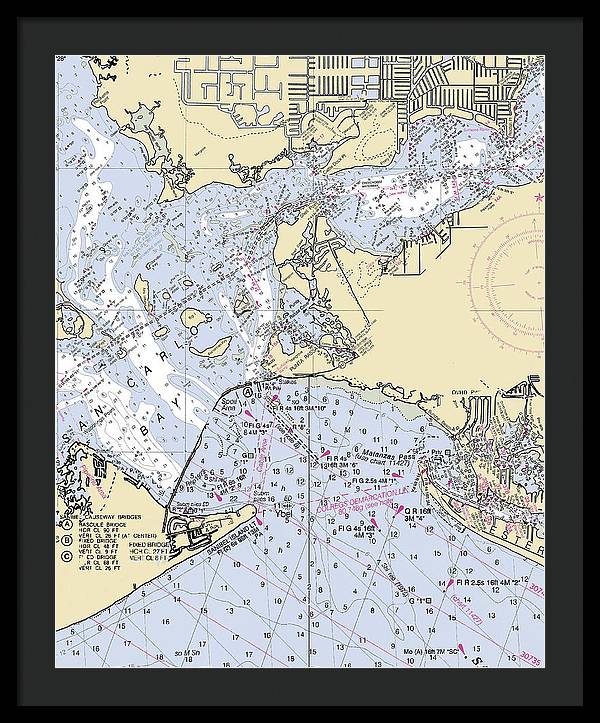 Punta-rassa -florida Nautical Chart _v6 - Framed Print