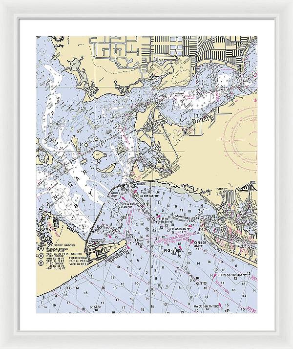 Punta-rassa -florida Nautical Chart _v6 - Framed Print