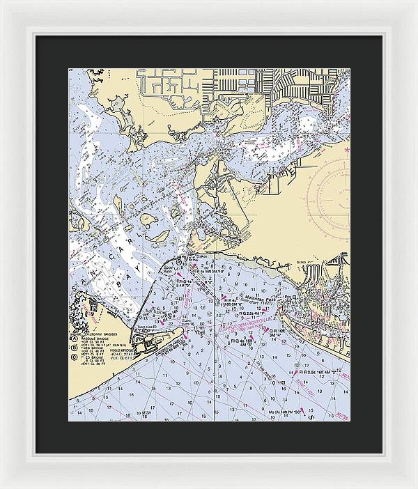 Punta-rassa -florida Nautical Chart _v6 - Framed Print