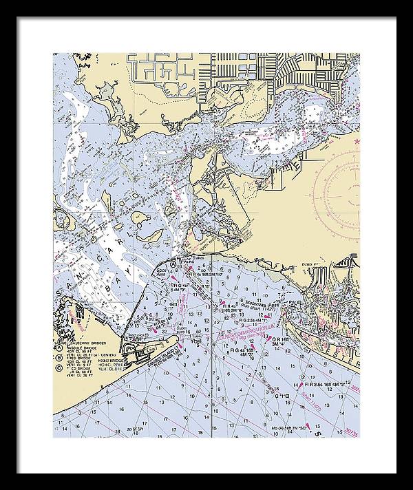 Punta-rassa -florida Nautical Chart _v6 - Framed Print