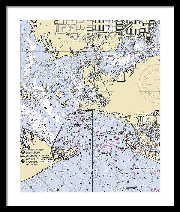 Punta-rassa -florida Nautical Chart _v6 - Framed Print