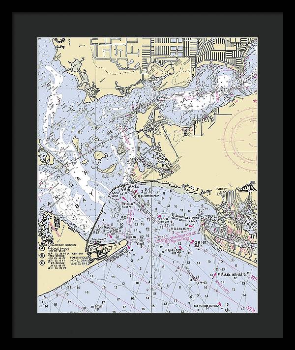 Punta-rassa -florida Nautical Chart _v6 - Framed Print