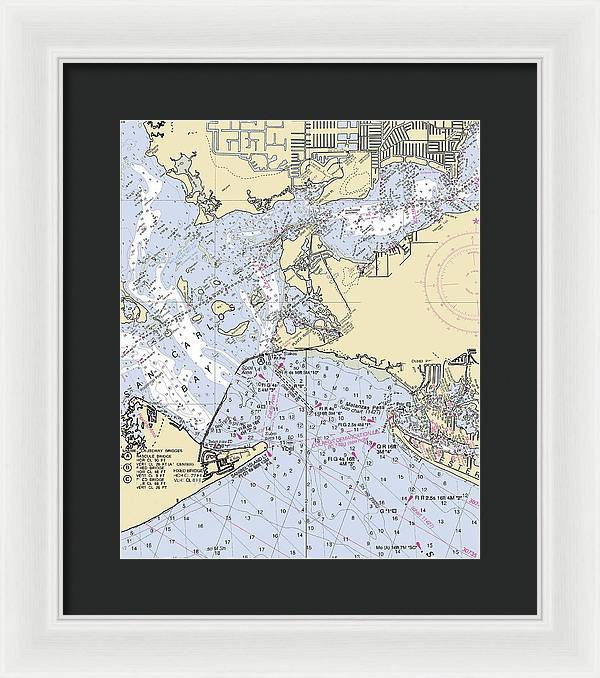 Punta-rassa -florida Nautical Chart _v6 - Framed Print