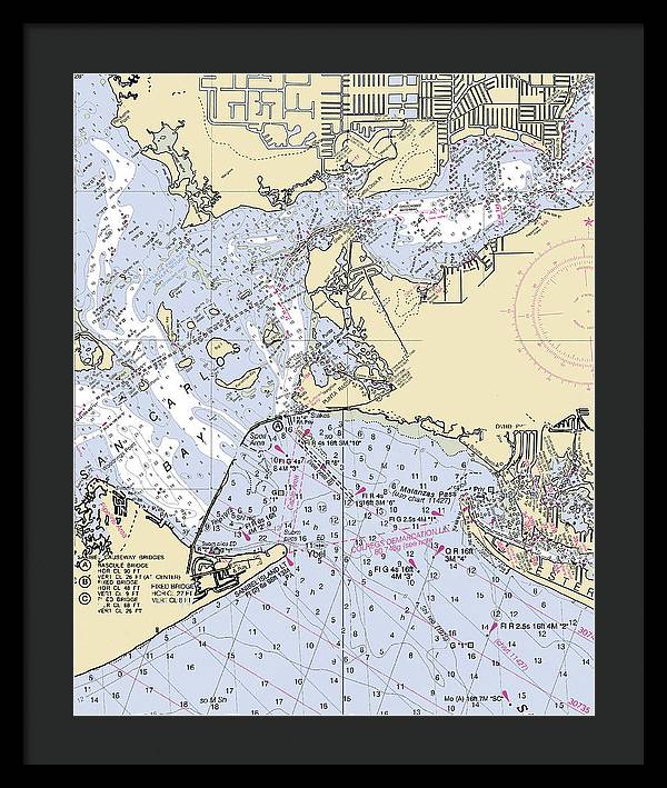 Punta-rassa -florida Nautical Chart _v6 - Framed Print