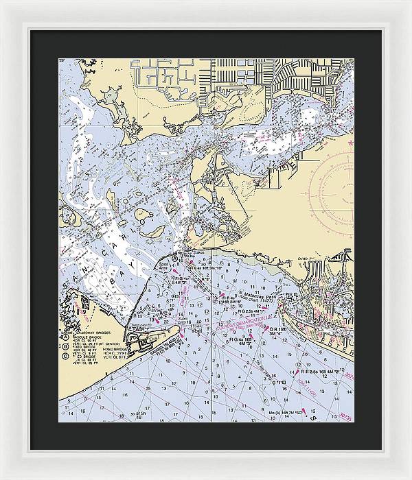 Punta-rassa -florida Nautical Chart _v6 - Framed Print