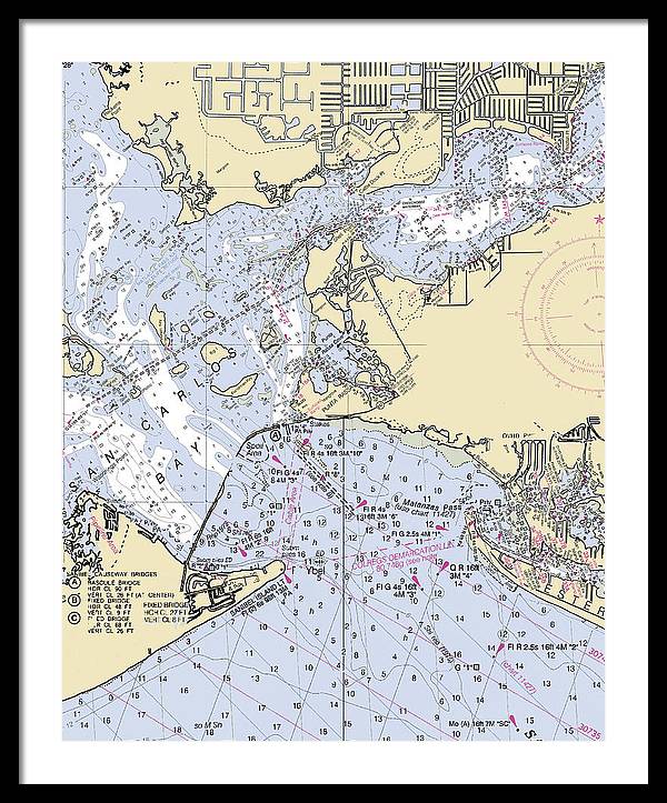 Punta-rassa -florida Nautical Chart _v6 - Framed Print