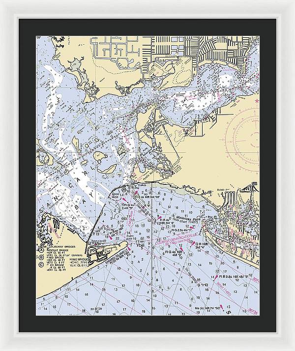 Punta-rassa -florida Nautical Chart _v6 - Framed Print