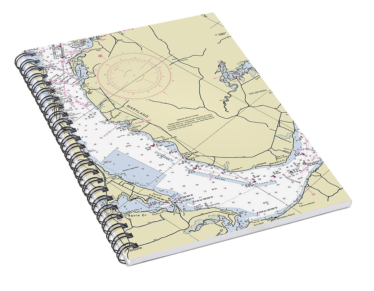 Quantico Virginia Nautical Chart - Spiral Notebook