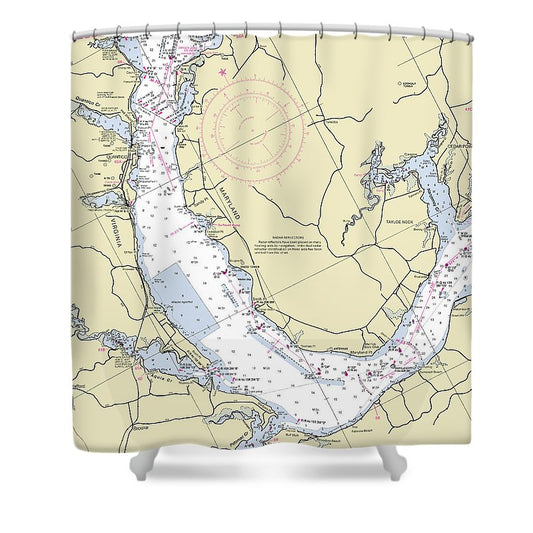 Quantico Virginia Nautical Chart Shower Curtain