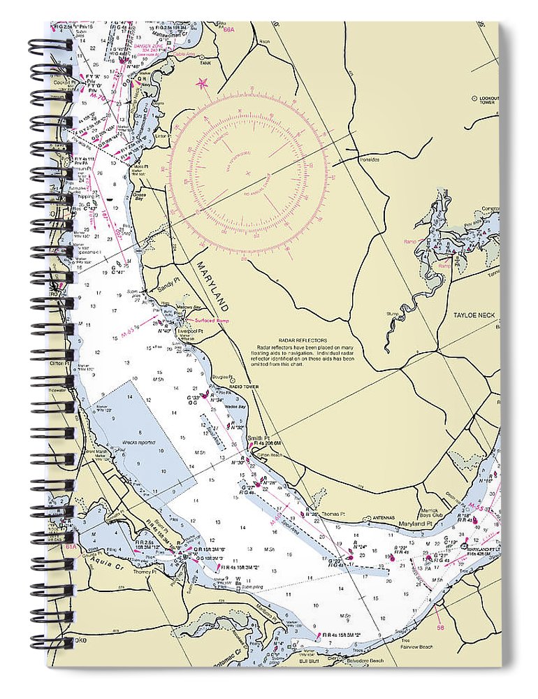 Quantico Virginia Nautical Chart Spiral Notebook