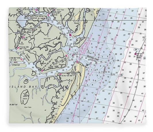 Quinby Inlet Virginia Nautical Chart Blanket