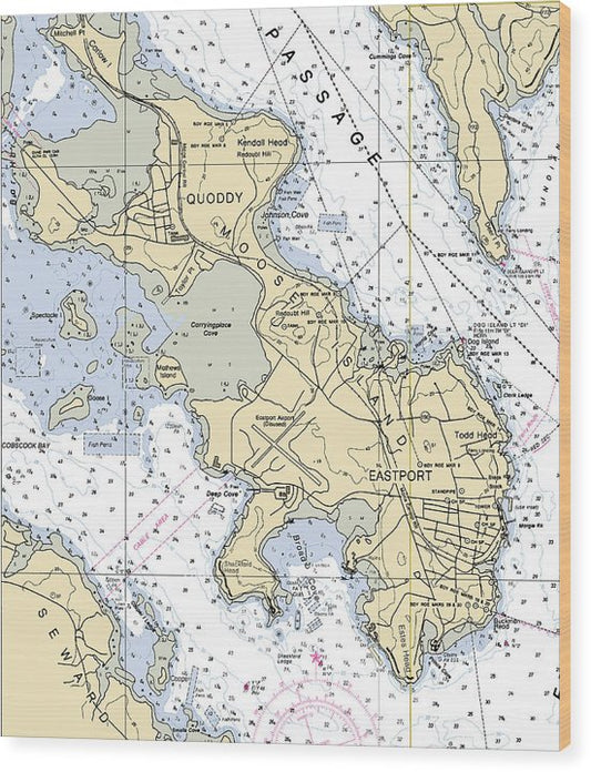 Quoddy Eastport-Maine Nautical Chart Wood Print